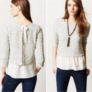 Anthro Postmark Janie sweater bow tie top large